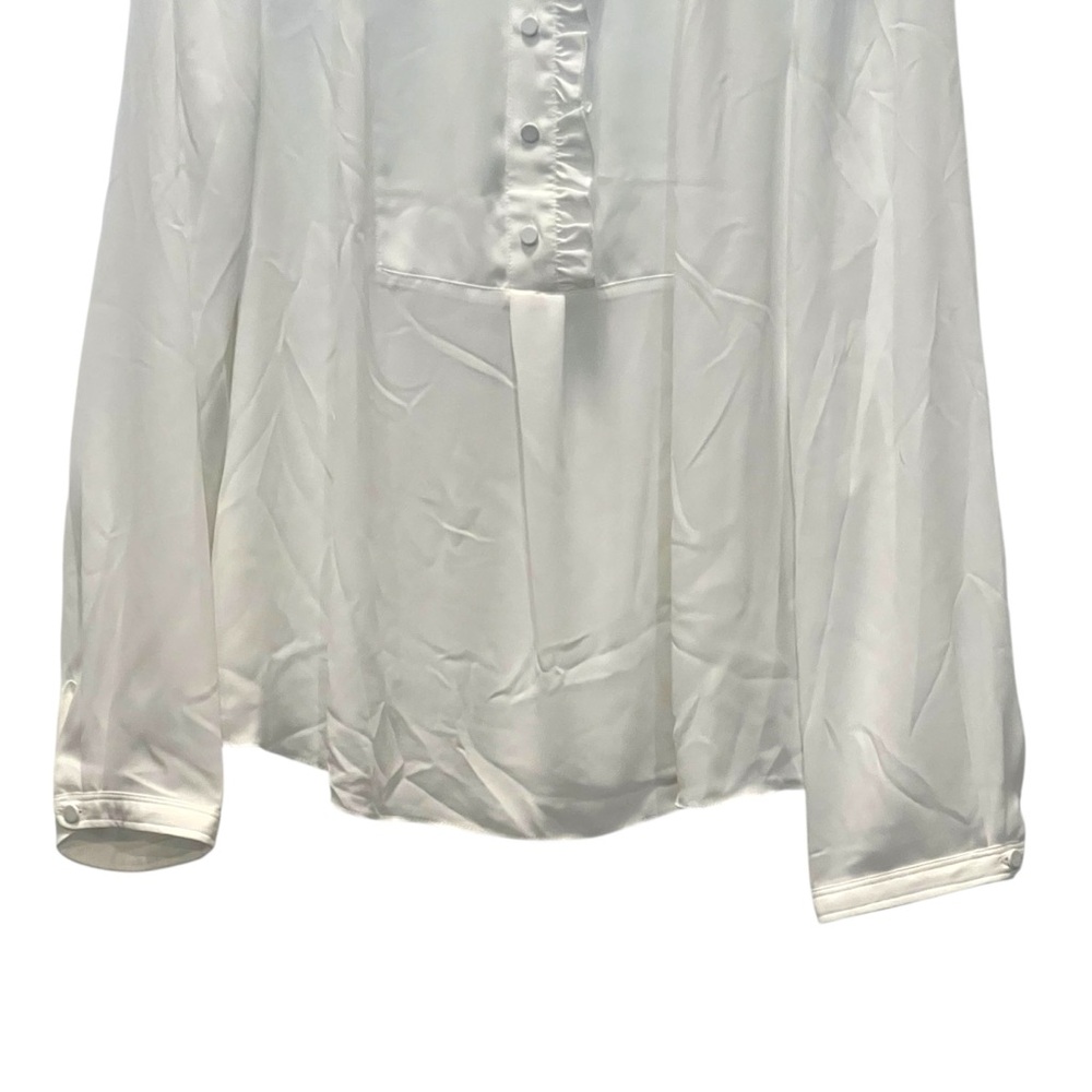 J Crew Factory Long Sleeve White Top Blouse Ruffles Size 18 High Neck NEW $80 - Picture 5 of 16